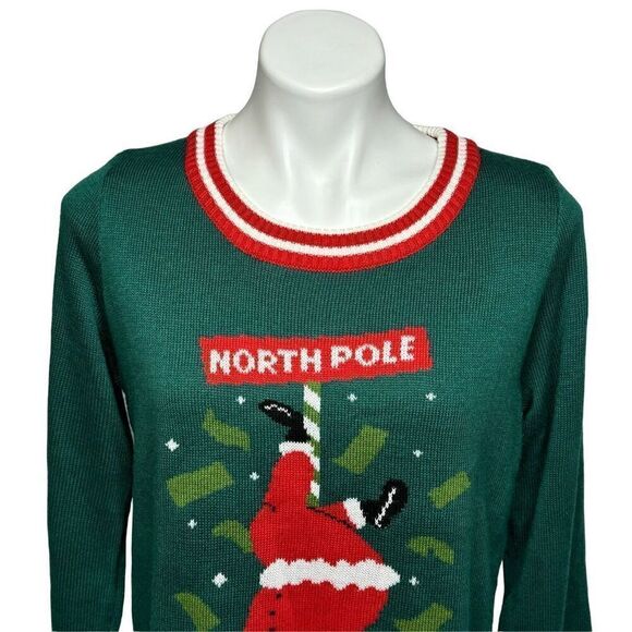Tipsy Elves pole dancing Santa ugly Christmas sweater size M - Picture 3 of 12